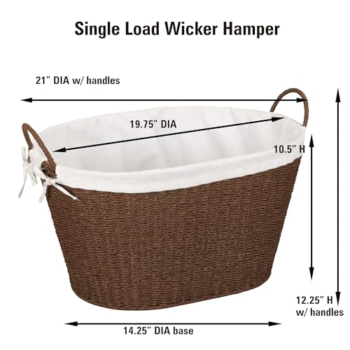 Household Essentials Paper Rope Woven Oval Laundry Basket, Brown - color: Brown Paper Rope