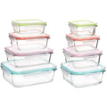 Vtopmart 8 Pack Glass Food Storage Containers with Airtight Lids, Glass Meal Prep Containers, Lunch Containers for Microwave, Oven, Freezer and Dishwasher, BPA Free - color: Multi-colors