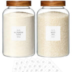 KEYWING 1 Gallon Large Glass Jars With Airtight Lid, 2Pcs Glass Food Storage Containers With Lids, Flour Rice Contianers for Pantry Kitchen Organization Egg Cookie Sugar Cereal (128 oz /3800ml) - size: 1 Gallon/ 128 Fl.oz
