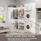 Closet System with 2 Sets, 55" Closet Organizer System with 5 Hanging Rods& Adjustable Shelves,Walk in Closet Corner Free Standing Closet System, Modular Closet System, White