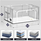 Sorbus Storage Bins with Metal Frame - Stackable & Foldable Clothes Organizer Bags - Clear Soft Plastic Storage Containers (2 Pack, Small) - size: Small, style: 2 Pack
