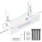 Under Desk Cable Management Tray, No Drill Mesh Desk Cable Tray, Wire Management Tray Cable Management Rack, Wire Organizer and Cable Management Box (White) - color: 1Pack-White (15.3'')