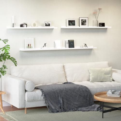 Boswillon 70.9 Inches Long Floating Shelves, 2 Set White Wall Shelf for Bedroom, Nursery Book Shelf with Lip, Picture Ledge Shelf for Wall Decor Living Room Bathroom Kitchen - color: White, size: 70.9 In