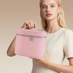 Makeup Bag Vanity Case Cosmetic Bag with Removable Divider Travel Toiletry Bag for Women Portable Make up Box Organizer, Pink - color: Pink
