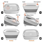 GIMWA 2.6 Gal(10L) Collapsible Wash Basin for Baby Bottles, Gray Space-Saving Collapsible Dish Basin with Drain Plug for bottle washing, Collapsible Bucket for RV Kitchen Essentials - color: Gray