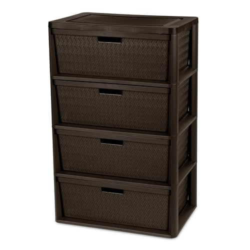 Brown Storage Drawer, A Wide Four-drawer Storage Tower, Assembled Without Tools, with Detachable Fabric Drawers and A Handle for Multi-functional Storage. Suitable for Living Rooms and Bedrooms - color: Brown