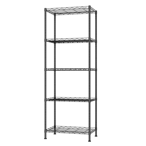 HOMEFORT 5-Shelving Unit, Adjustable Wire Shelving, Metal Wire Shelf Rack Organizer for Kitchen, Pantry, Closet, Bathroom, Laundry, Black,21" W x 11" D x 53" H - color: Black, size: 21"W x 11"D x 53"H