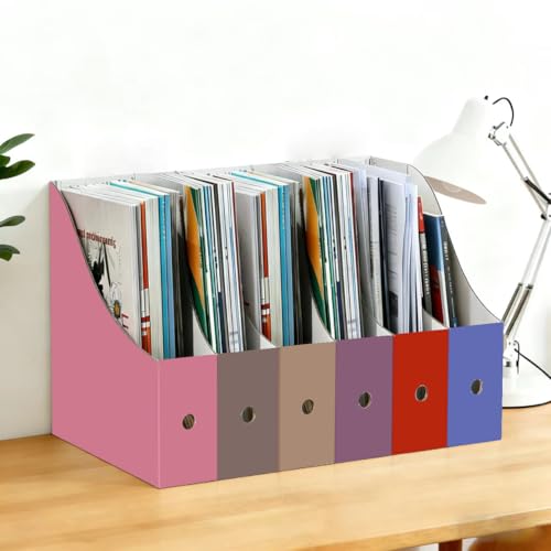 Limitliho 24 Pack Magazine File Holder for Desk, Book Bins for Classroom Library,Office,Home, 10.6" H x 10.2" L x 3.5" W in Cardboard Magazine Organizer (Elegant color) - color: Elegant color