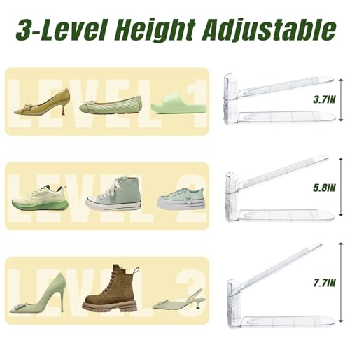 Clear Shoe Slot Organizer, 30 Pack Adjustable Shoe Slots Organizer for Closet Clear Shoe Stackers Shoe Rack Holder Shoes Space Savers for a Pair of Shoes - color: Transparent, size: 30 PACK