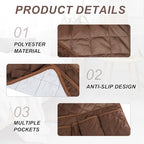 uxcell 2 Pcs Recliner Armchair Caddy, Couch Armrest Organizer with 14 Pockets for Bedside Sofa Remote Control Holder Magazine Phone Book Glasses (Brown, 20" x 7" x 9") - color: Brown