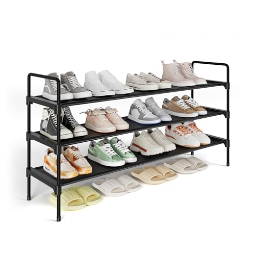 Kitsure Shoe Rack for Closet, Shoe Organizer for Front Door Entrance, Stackable Shoe Shelf, Detachable Closet Organizers and Storage, 36.1" Wide - 3 Tiers, Black - color: Black, size: 36.1" Wide - 3 Tiers