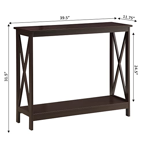 Convenience Concepts Oxford Console Table 39.5" - Sofa Table with Storage Shelf, Transitional Entryway Hall Table for Living Room and Bedroom, Display Foyer Table, Espresso - color: Espresso