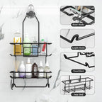 TreeLen Shower Caddy Hanging over Shower Head with 10 Hooks for Razor Large Shampoo Holder Shower Hanger Rack Bathroom Organizer- (Black, 11.8x4.1x24.8) - color: C-Black