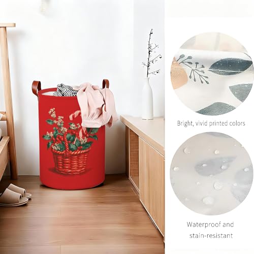 Holiday Botanical Illustration Laundry Basket Oxford Fabric 15.75 x 19.7 Inch Decorative Clothes Hamper Seasonal Storage for Bedroom Bathroom and Cozy Home Decor - color: Colorful589