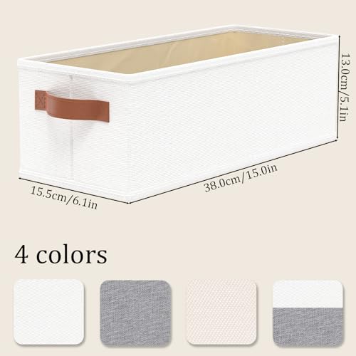 OUTBROS Storage Boxes, Fabric Bins With Handles, Foldable Baskets for Organizing, For bedrooms, living rooms, Shelves, White, 15 x 6.1 x 5.1 inch, 6-Pack - color: White, size: 15x6.1x5.1in(6-Pack）