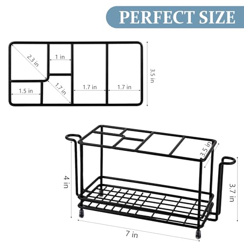Carbon Steel Toothbrush Holders for Bathrooms, Electric Tooth Brush Holder and Toothpaste Organizer with Cup Holder Bathroom Accessories for Countertop, Shower, Sink - Black - color: Black, size: Small(with hooks)