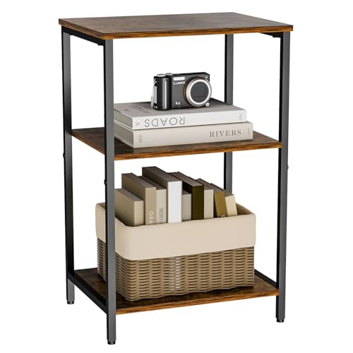 X-cosrack Side Table, Small End Table Record Player Stand with Storage, Vinyl Record Storage Night Stand for Living Room, Bedroom,Office(Patent Pending)(Rustic Brown and Classic Black) - color: Rustic Brown and Black