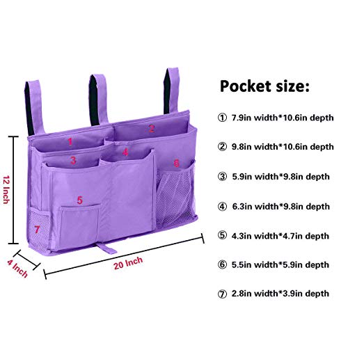 Sugaroom Purple Bedside Storage and Organizer - Hanging Caddy for Bed Rails, Bunk Beds, Dorm Rooms and More - color: Purple, size: Large