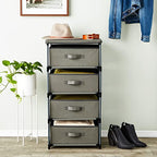 Juvale 4-Tier Dresser for Bedroom - 16.5 in x 13 in x 33 in, Light Gray Fabric, 4 Drawers - Narrow Closet Storage Drawers & Organizer - Steel Frame & Easy Assembly - color: Light Gray