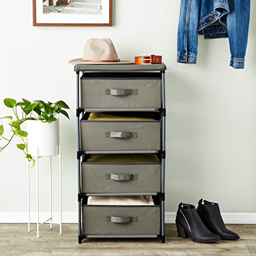 Juvale 4-Tier Dresser for Bedroom - 16.5 in x 13 in x 33 in, Light Gray Fabric, 4 Drawers - Narrow Closet Storage Drawers & Organizer - Steel Frame & Easy Assembly - color: Light Gray
