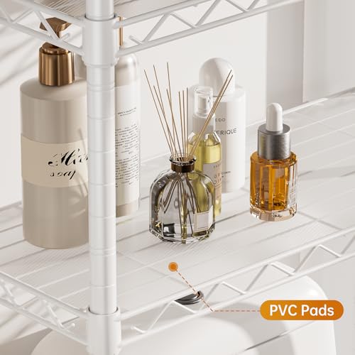 Golpart Over The Toilet Shelf,3-Tier Adjustable Freestanding Metal Bathroom Organizer Shelves with Toilet Paper Holder & Hooks,Space-Saving for Narrow Small Bathroom,10”D x 24”W x 66”H,White - size: White-3-Tier-10"D x 24"W x 66"H