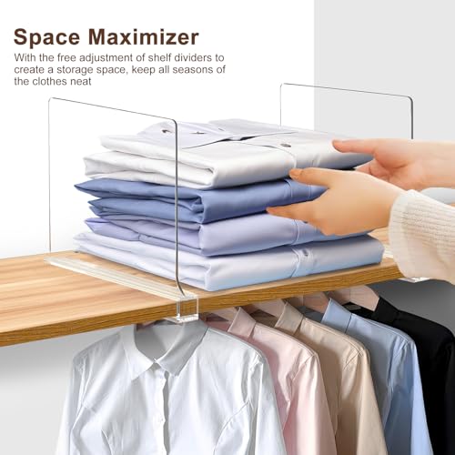 8 Pack Shelf Dividers, Adjustable Shelf Dividers for Closet Organization with Non-Slip Design, Clear Acrylic Shelf Dividers for Clothes, Handbags, Purses, Towels, Bookshelf in Home Organization - size: 8 Pcs