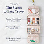 VANDEL Waterproof Hanging Toiletry Bag [TSA-Approved] Hanging Makeup Organizer Bag, Cosmetic Travel Bags for Women, Makeup Case Toiletries Organizer Hygiene Bathroom Shower Caddy - Neutral Checker - color: Neutral Checker