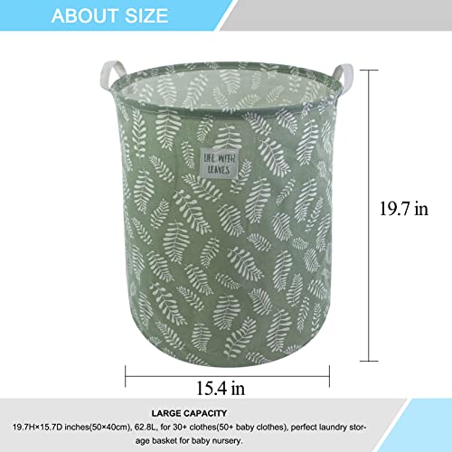 Mziart Large Foldable Laundry Basket Organizer, Collapsible Laundry Hamper Fabric Clothes Toy Storage Basket Nursery Hamper Storage Bin for Household Bedroom, Bathroom, College Dorm (Small White Leaf) - color: Small White Leaf