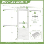 Closet System with 3 Drawers, 4–8.5 Ft Closet Organizer System with 5 Adjustable Hanging Rods & Shelves, Wood Walk-In Closet System, Built-In Modular Closet Kit, Sturdy Garment Rack, White
