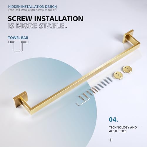 KOKOSIRI 20 Inch Towel Bar Bathroom Towel Bar Kitchen Dish Cloths Hanger Hand Towel Holder Stainless Steel Wall Mount, Brushed Gold, B4003BG-L20 - color: Brushed Gold, size: 20-Inch
