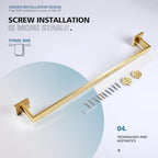KOKOSIRI 24-Inch Single Towel Bar, Bathroom Kitchen Towel Holder, Wall Mounted SUS304 Stainless Steel Towel Rack, Brushed Gold, B4003BG-L24 - color: Brushed Gold, size: 24-Inch