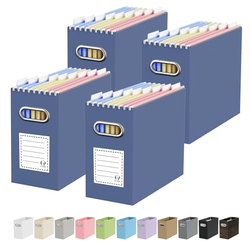 Oterri Cardboard File Organizer Box for Hanging File Folders Letter Size,File Box for Computer Desk,File Cabinet,Working Home,Office,Classroom (Navy, Letter Size - 4 Packs) - color: Navy, size: Letter Size - 4 Packs