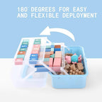 11(in) Versatile Three-Layer Folding Organizer Box,Ideal for Art & Crafts,Toys,Sewing Supplies,Jewelry and Tools,Storage with Dual Trays,Elegant Blue - color: Blue
