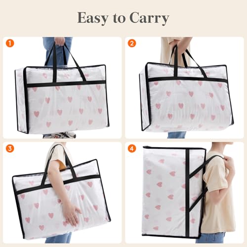 Lifewit 3 Pack Clear Clothes Storage Bags, 60L Plastic Blanket Storage Bag, Vinyl Foldable Moving Bags with Zipper, Closet Organizers and Storage Containers for Bedding, Duvet, Comforter - size: 60L