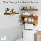 QEEIG Bathroom Floating Shelves for Wall - Shelf Over Toilet Paper Storage Farmhouse 16 inch Set of 3, Rustic Brown (028-40BN3) - color: Rustic Brown