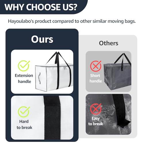 Moving Bags Heavy Duty Extra Large, Moving Boxes, Moving Supplies Essentials, Blue Storage Bins with Lids, Plastic Packing Totes, Storage Bags for Clothes with Handles & Zippers(White, 12 Pack) - color: White, size: 12 Pack