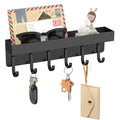 kuaima Magnetic Key Holder, Small Wall Mount Key Rack with Shelf for Fridge, 6 Metal Hooks, 9.65 Inch, 2 Installation Options, Black - color: Black