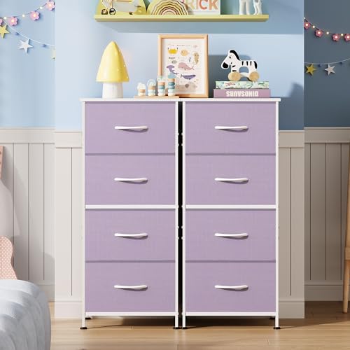 WLIVE Dresser with 4 Drawers, Storage Tower, Organizer Unit, Fabric Dresser for Bedroom, Hallway, Entryway, Closets, Sturdy Steel Frame, Wood Top, Easy Pull Handle, Purple - color: Purple