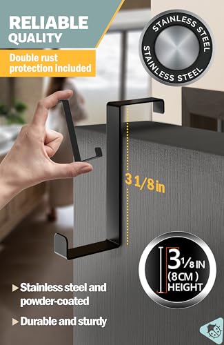 Menz Over the Door Hooks 10 Pack, 2-Sided Fits 1 3/8" & 1 3/4" Door, Bathroom Towel Hook with Anti-Scratch Pads, and Non-Slip Dots, L 3" Wreath Hanger Thin Overdoor Organizer Dorm Travel Essentials - color: Black