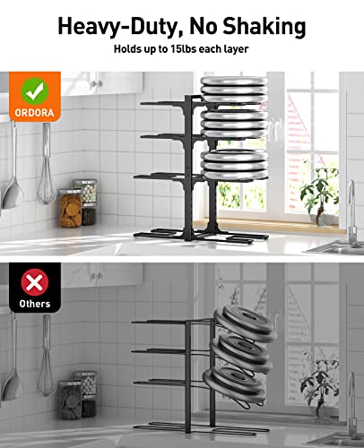 ORDORA Pots and Pans Organizer: under Cabinet, 20.8" Height Heavy Duty 120LBS Pots Pans Organizer Rack for under Cabinet 8-Tier Adjustable for Big Stockpots, Dutch Oven, Cast-iron Pans, Heavy Cookware - size: L-21"H-HeavyDuty