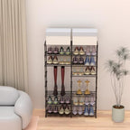 Large Shoe Rack Organizer, 2-Row 8-Tier Tall Shoe Storage Shelf for Closet, Entryway, Garage, Metal Free Standing Shoe Holder for 28-32 Pairs Shoes, Sturdy Stackable Shoe Stand for Bedroom - size: 2 Row 8 Tier