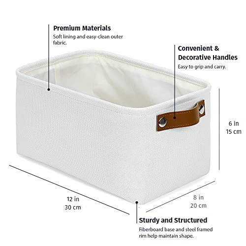 OrganiHaus Small Fabric Storage Baskets 3 Pack, 12x8in Cloth Storage Bins for Shelves, Small Baskets for Organizing Pantry Closet, Canvas Shelf Baskets, Off-White - color: Full Off-White, size: Small - 3pc