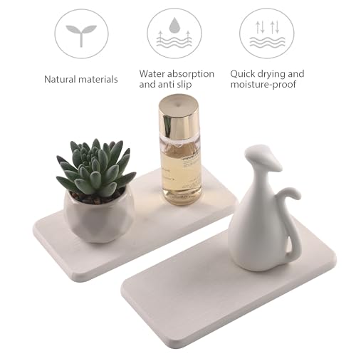 NiuYichee 2 Pcs Water Absorbing Stone Trays, Kitchen/Bathroom Sink Soap Dish, Diatomite Tray Used for Hand Soap & Cosmetic Bottles in The Modern Home, 3.5" W x 7.1" L, White - color: White, size: 7.1" x 3.54"