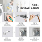Broom Holder Wall Mount with Screws (4 Pack) Broom and Mop Organizer Wall Hanging, Anti-Slip Mop Holder Broom Hanger with Hooks, Stainless Steel Tool Rack for Garden Garage Organization - color: Silver