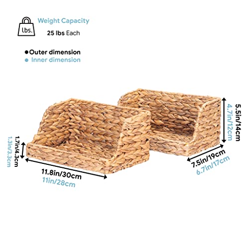 VATIMA Water Hyacinth Storage Baskets for Organizing, Medium Open-Front Wicker Basket for Kitchen, for Shelves, 11.8” x 7.5” x 5.5”, 2 Pack - color: Water Hyacinth, size: 2-Pack Open-Front (11.8"L x 7.5"W x 5.5"H)