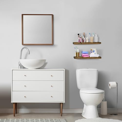 Sorbus Floating Shelves for Wall - 24" Bathroom Shelves, Wall Decor for Bedroom, Kitchen, Living Room, Home Decor & Book storage - Mounted Floating Shelf with Invisible Brackets (Rustic Brown, 2 Pack) - color: Rustic Brown, size: 2 Pack