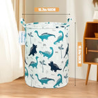 LANGYASHAN Laundry Basket Canvas Fabric Collapsible Organizer Basket for Storage Bin Toy Bins Gift Baskets Bedroom Clothes Children Nursery Hamper (Full dinosaur) - color: Full Dinosaur