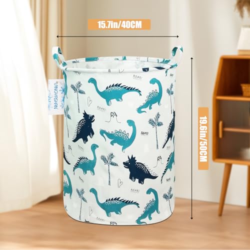 LANGYASHAN Laundry Basket Canvas Fabric Collapsible Organizer Basket for Storage Bin Toy Bins Gift Baskets Bedroom Clothes Children Nursery Hamper (Full dinosaur) - color: Full Dinosaur