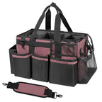 SCAVATA Wearable Cleaning Caddy, Cleaning Caddy Supplies Organizer with Handle & Shoulder Straps for Housekeepers, Under Sink & Car Cleaning Tool Organizers Bag with 4 Foldable Divider (LotusPink) - color: LotusPink