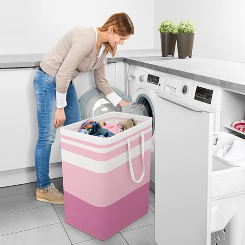 StorageRight Large Collapsible Laundry Basket Hamper with Easy Carry Handles，Freestanding Clothes Hampers for Laundry, Bedroom, Dorm, Towels, Toys, 100L, Pink - color: Pink, size: 100L
